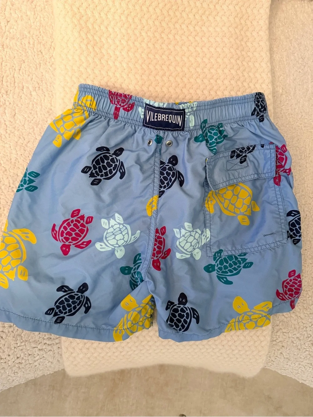 Vilebrequin Light Blue Swim Trunks with Multicolor Turtle Print